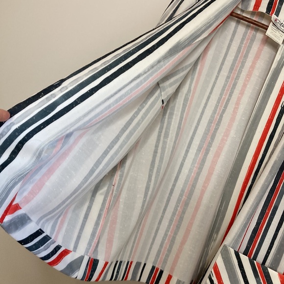 New Vintage Blazer Womens Large XL White Gray Red Stripe Light Jacket Retro 90s - Picture 9 of 14